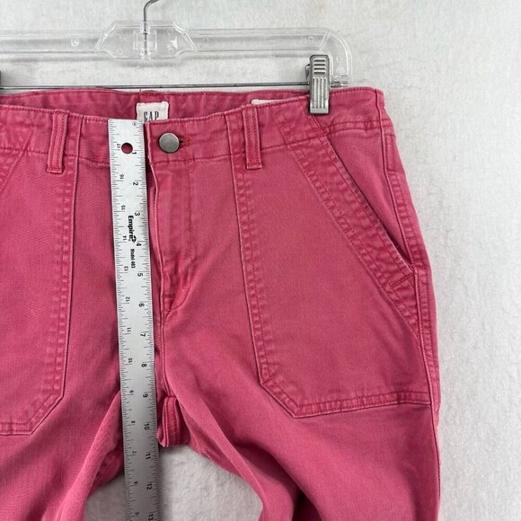 Gap Pants Women's Sz 10 Red Denim Skinny Ankle Midrise Stretch Button Zip Pocket - Picture 4 of 12